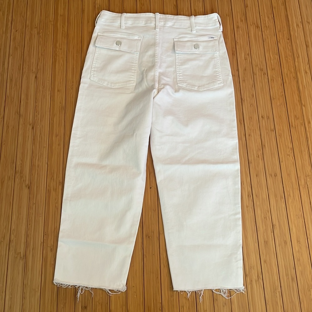 Mother Patch Pocket Private Ankle Fray Jeans In Cream Puffs - Picture 11 of 15